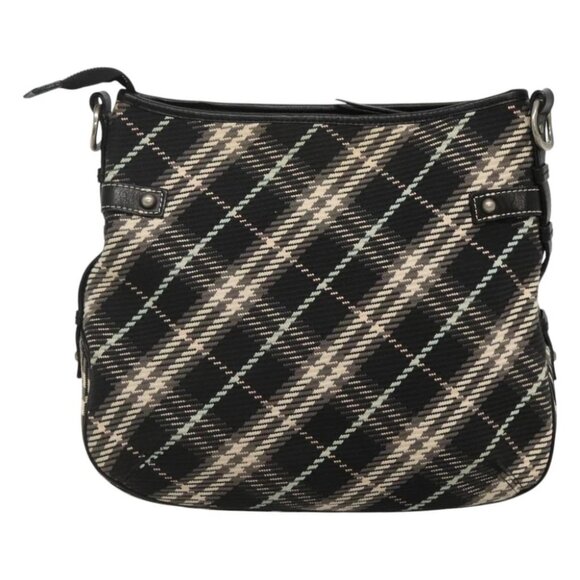 BURBERRY Nova Check Blue Label Shoulder Bag Wool Black Silver Auth 117790 - Picture 5 of 16